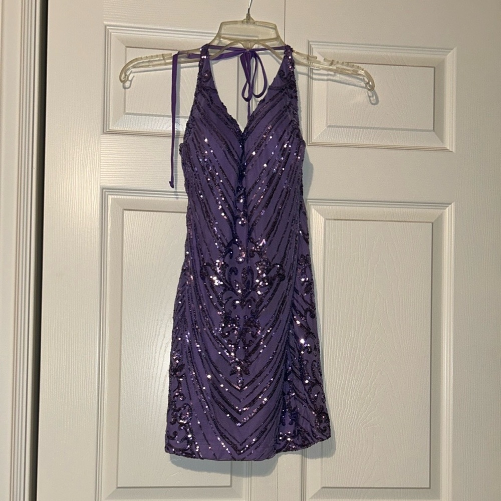 Purple Sequin Homecoming dress